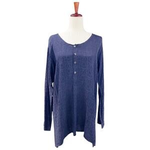 CP SHADES Vintage Floral Damask Jacquard Navy Blue Tunic Size M